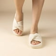 thumbnail image 7 of Slippers for Women Memory Foam House Bedroom Corduroy Bow Crossbands Slide Slipper Shoes Comfy Trendy Gift Slippers, 7 of 7