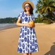 thumbnail image 4 of Balery Blue Vases Vestidos sueltos de manga corta para mujer, vestidos de verano 2025, vestidos casuales de corte A con vuelo., 4 of 6
