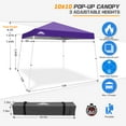 thumbnail image 4 of EAGLE PEAK 10x10 Slant Leg Pop Up Canopy Tent Easy One Person Setup Instant Outdoor Beach Canopy Folding Portable Sports Shelter 10x10 Base 8x8 Top, 4 of 10