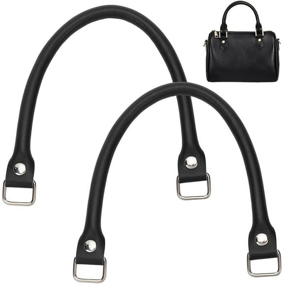 PU Leather Purse Handles 14.17 Inch Handbag Straps Replacement PU Leather Clutch Bag Handle Straps with Alloy Clasps for DIY Purse Bag Straps Replacement Accessories Black for DIY