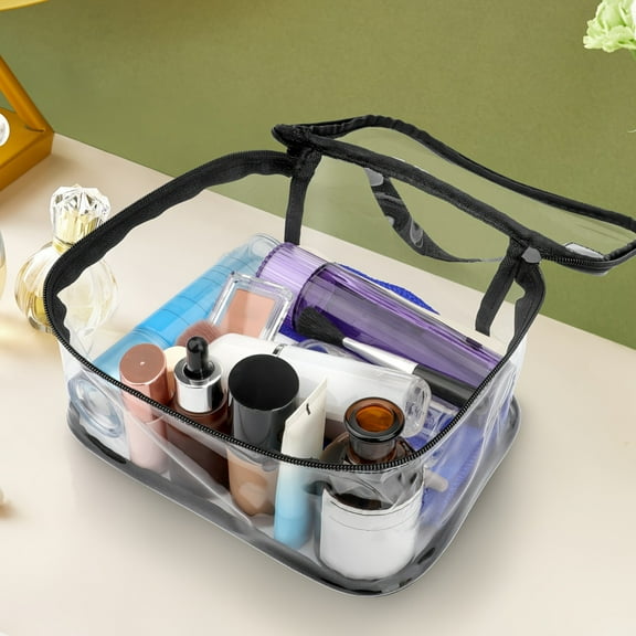 6pcs Clear PVC Storage Bags with Zipper –Travel Essentials & Household Items, Durable & Lightweight with Reinforced Handles, Secure Zip Closure, Cosmetic Storage Organizer