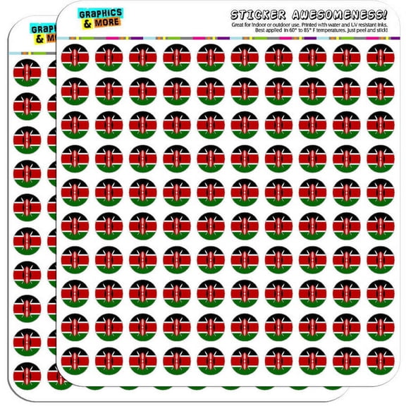 Kenya National Country Flag 200 1/2" (0.5") Planner Calendar Scrapbooking Crafting Stickers