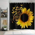 thumbnail image 4 of Sunflower Shower Curtain, Black and Yellow Sunflower Butterfly Bathroom Curtains Rustic Shower Curtains for Bathtub Decor Machine Washable Waterproof Fabric with 12 Plastic Hooks, 4 of 6