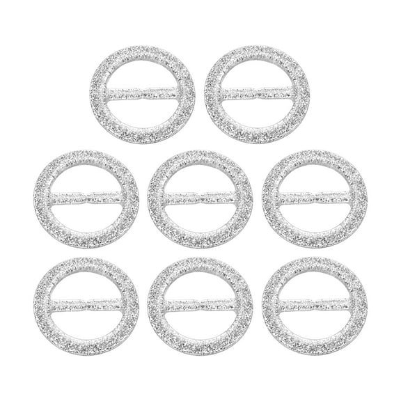 8Pack Plastic Tee Shirt Clips, 30mm Round Bling Resin Scarf Ring Buckle (White)