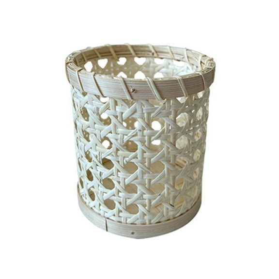 Handmade Rattan Wicker Storage Tube Makeup Brushes Toothbrush Pen Holder Small Bowl Organizer for Kitchen Desk Type 1