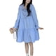 thumbnail image 1 of Vestido de mujer de una pieza de color puro, ajuste casual, falda cómoda, mangas largas para viajes de verano, azul L, 1 of 8