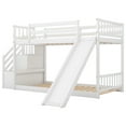 thumbnail image 4 of EUROCO Wood Twin over Twin Bunk Bed with Slide and Staircase, Low Profile Bunk Bed with Storage for Kids Teens, 4 of 12