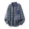 thumbnail image 4 of Cmfcve Men's and Big Men's Plaid Long Sleeve Button up Shirt Loose Fit Casual Fall Turn‑Down Collar Shirts with Chest Pocket, 4 of 8