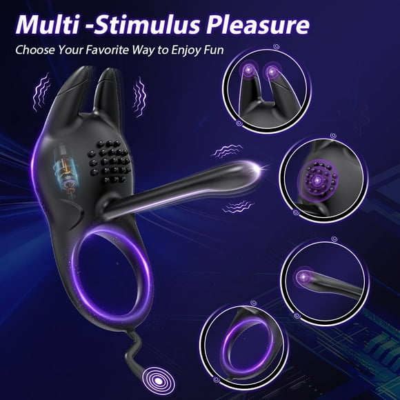 XBONP Vibrating Penis Ring, Silicone Adult Sex Toys for Men, Waterproof Vibrator Sex Toys for Men's Sex, Adult Toys,Black