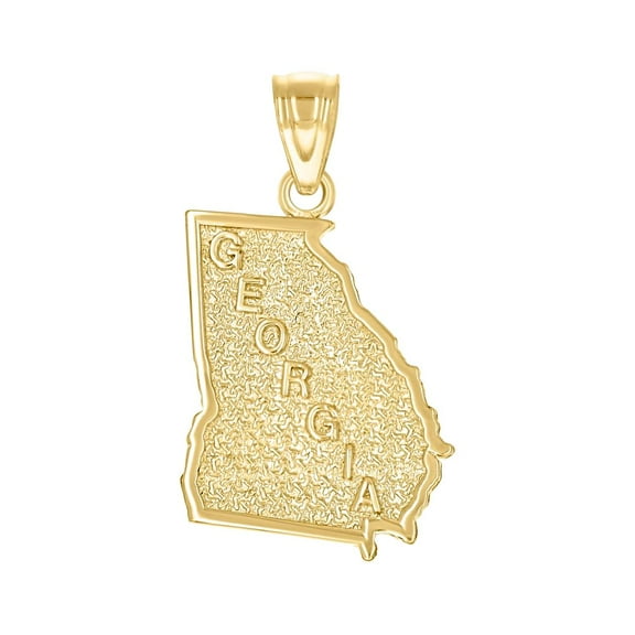 10k Yellow Gold Mens Textured Georgia State Map Charm Pendant 26.6x14.5mm Wide Necklace for Men