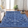 thumbnail image 4 of 10x13 Area Rugs for Living Room & Bedroom, Low Pile Vintage Retro Print, Soft Machine Washable Carpet, Non-Slip for Home Office Decor (Blue), 4 of 8