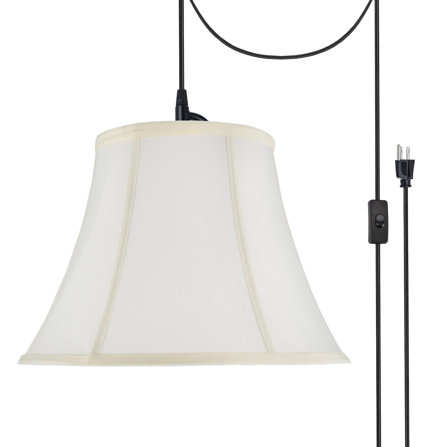 Matte Black and Off-White Faux Silk Swag Pendant Light