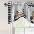 thumbnail image 5 of Tie Up Valances for Windows, Spring Flowers Adjustable Valance Curtains Window Treatment for Living Room, Farmhouse Truck Black Plaid Wood Grain Rod Pocket Kitchen Curtains & Drapes 42x18 Inch, 5 of 9