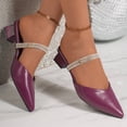 thumbnail image 5 of Samdudou Womens Mules Shoes Elegant Closed Pointed Toe Low Block Heel Slip On Dress Pumps Sparkly Rhinestone Double Straps Evening Party Footwear Wedding Office Wear, 5 of 9