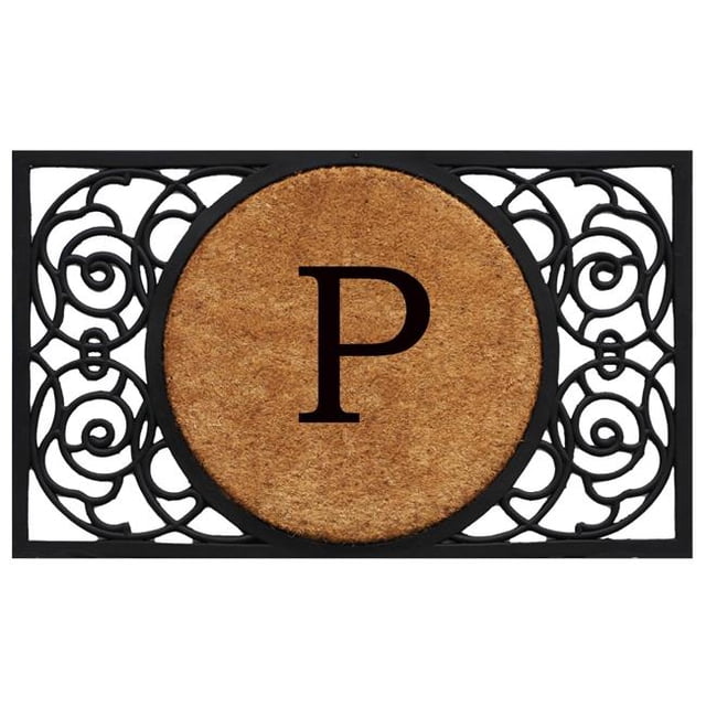 Calloway Mills 180031830P 18 x 30 in. Armada Circle Monogram Rectangular Doormat, Natural & Black - Letter P