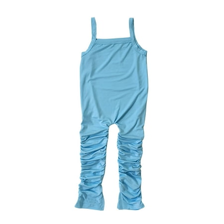 

Sngxgn Toddler Baby Girl Ruffled Sleeveless Romper Casual Summer Jumpsuit Cotton Linen Clothesjumpsuits for girls plus size Sky Blue 2-3 Years