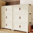 thumbnail image 2 of Caja de almacenamiento, armario de almacenamiento de doble puerta, armario de plástico plegable, caja de almacenamiento de ropa de estilo crema, armario para dormitorio de casa, 2 of 6
