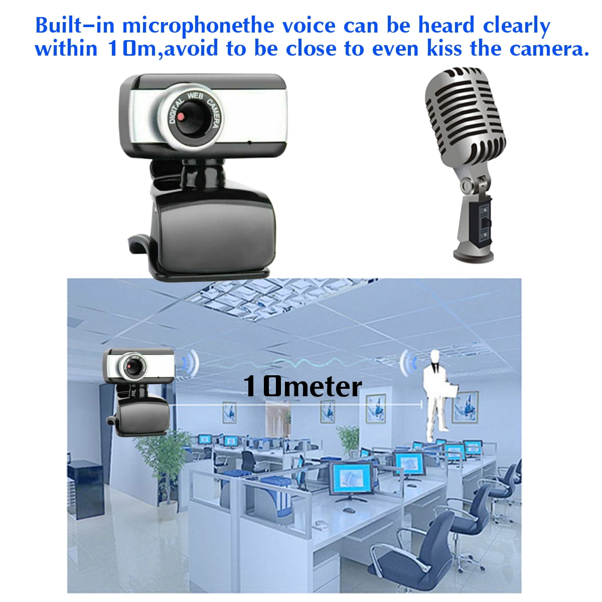 PC cam，720P USB cam with Microphone Desktop & Laptop cam Live