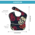 thumbnail image 4 of Bingfone Mess-Proof Baby Bib - Waterproof Bib For Baby Boy Or Girl With Food Catcher Pocket, Unisex-Roses Skulls, 4 of 8