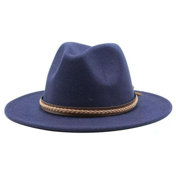 KuKuZhu Topi Fedora klasik tepi lebar besar 9.5cm baru topi flanel wol uniseks topi Jazz sabuk Inggris topi pria musim gugur musim dingi