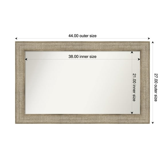 Amanti Art Custom Wall and Bathroom Mirror (27 x 44 in.), Trellis Silver Frame