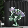 thumbnail image 4 of Ambesonne Flowers Shower Curtain, Xray Skeleton with Wreath, 69"Wx70"L, Multicolor, 4 of 5