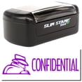 thumbnail image 1 of Slim Pre-Inked Confidential with Logo Stamp, Slim 1444, Ultra Slim Design, Impression Size 1/2" by 1-3/4", Up to 25,000 Impressions - Purple Ink, 1 of 10