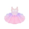 thumbnail image 5 of Raenseen Kids Girls Sleeveless Shiny Sequins Ballet Gym Dance Leotard Tutu Dress Ballerina Costume Pink 4, 5 of 8
