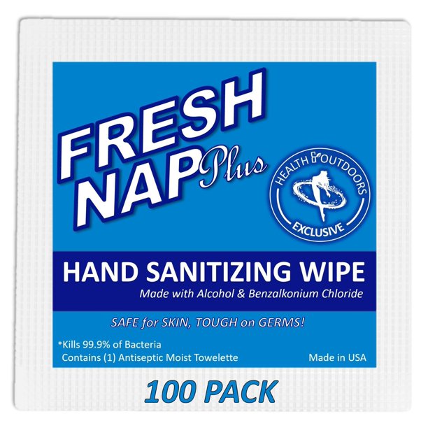 Fresh Nap Alcohol & BZK Wet Nap (100 Count) Hand and Body Antiseptic