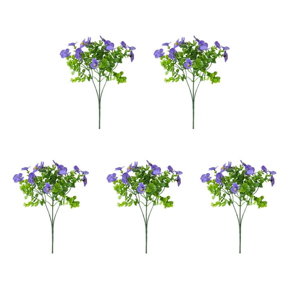 DefiDgd 5pcs Faux Flowers for Outdoor Decoration,Fake UV Resistant Silk Pansies Flowers for Outdoor Planter Front Door Garden Porch Patio Yard Vase Centerpiece Decoration(Purple)