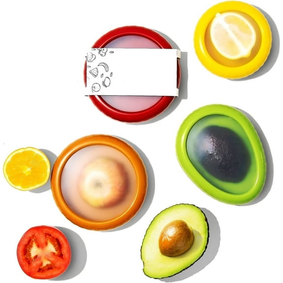 Silicone Fruit Storage Box, Avocado Saver and Tomato Holder, Onion Savers, Set of 4 Reusable Storage Containers for Fridge - Ideal for Garlic, Onions, Lemons, and Potatoes (4Pcs)