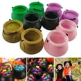 Postuois 12Pcs Halloween Candy Buckets Black Plastic Witch Cauldron