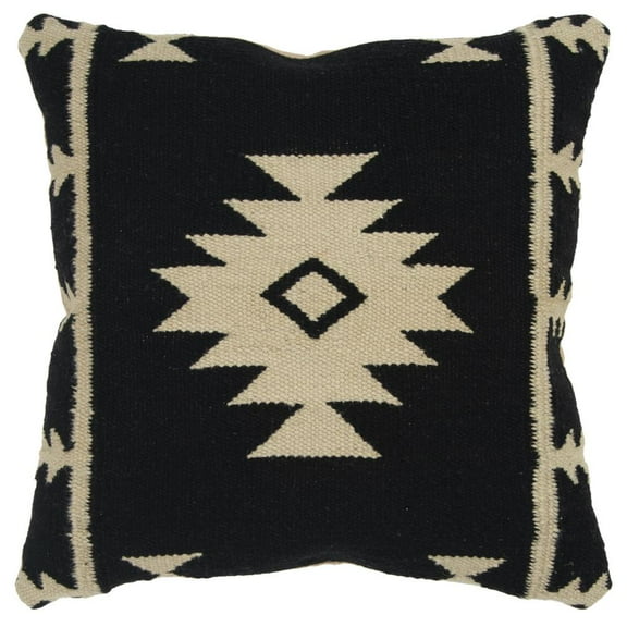 Rizzy Home Southwestern 18" x 18" Poly Filled Pillow with Wool Cover-Black/Ivory