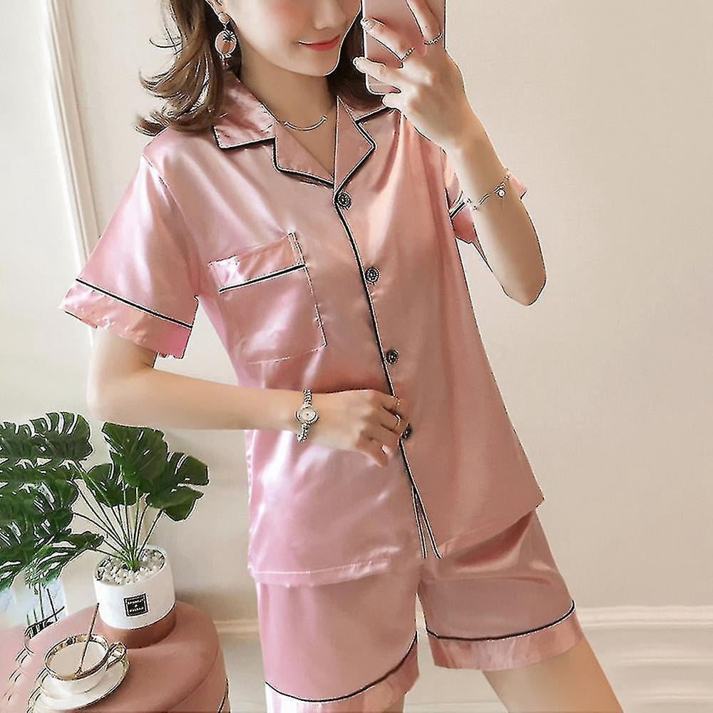Hmwy women Short Sleeve Silk Satin Pyjamas Shorts Set Nightwear Walmart