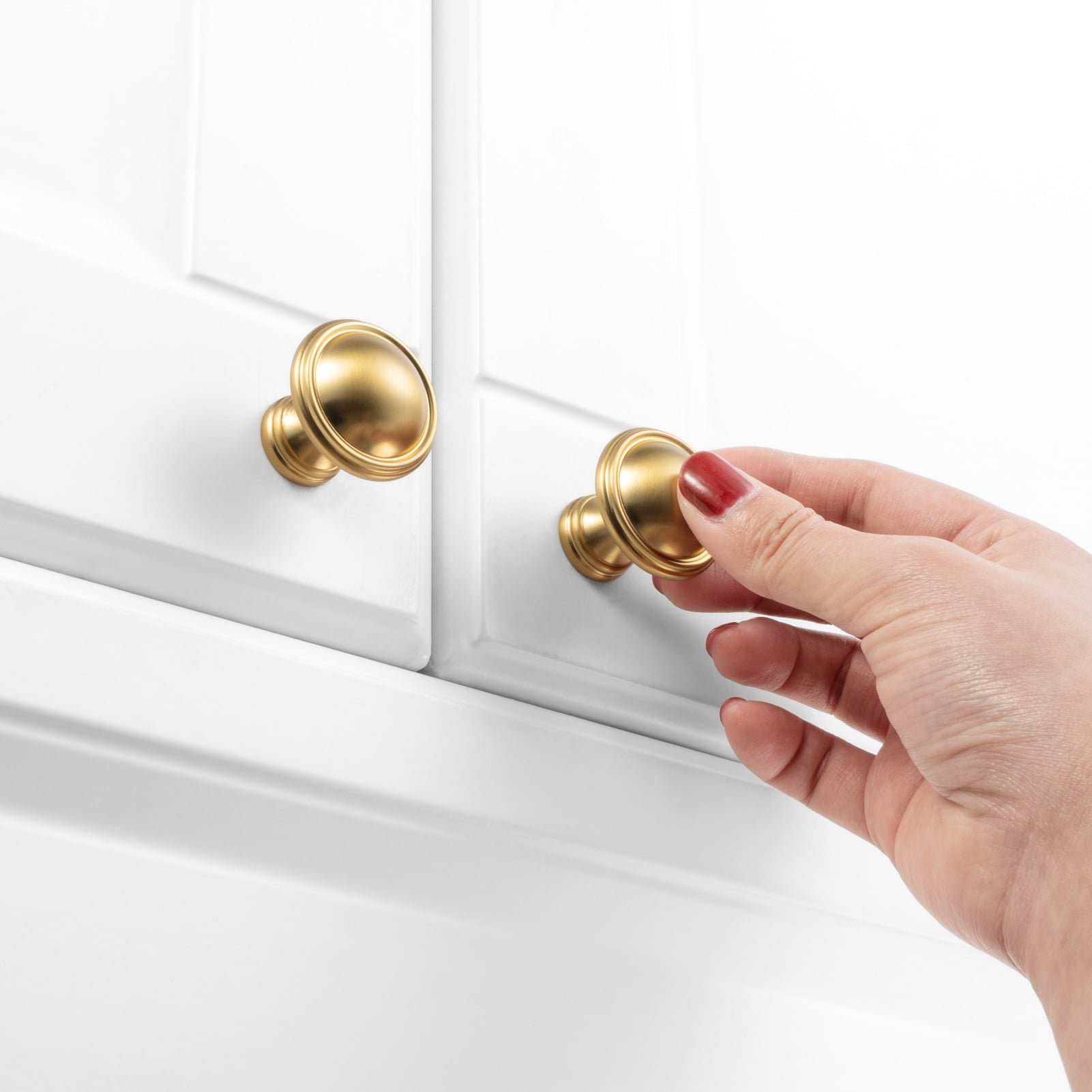 KOOFIZO 10 Pack Classical Cabinet Knob - Brushed Gold Pull Handle (Dia.32mm / 1.26 Inch)