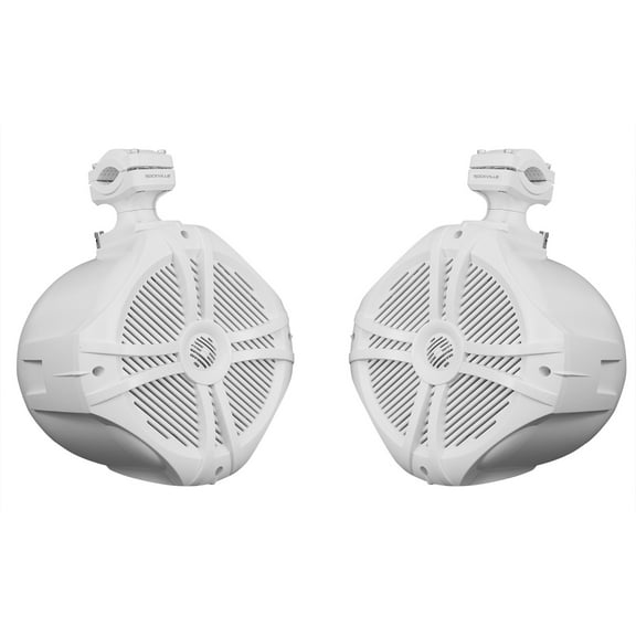 Pair Rockville RWB90W White 8" 300w Marine Wakeboard 360° Swivel Tower Speakers