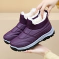 thumbnail image 3 of Fleece Lined Snow Boots for Women Slip On Waterproof Hiking Boots Winter Warm High Top Non Slip Work Shoes Purple Size 6, 3 of 8