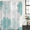 thumbnail image 3 of Turquoise White Floral Waterproof Fabric Shower Curtain,Elegant Chrysanthemum Farmhouse Waterproof Fabric Shower Curtain for Bathroom Curtains Bathtubs Shower Curtains with 12 Hooks Stall 48x72in, 3 of 8