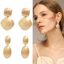 DESIGNICE 2 Pairs Statement Earrings for Women,Alloy Plating Geometric Teardrop Womens Earrings,Chunky Gold Earrings Wife Girlfriend Fashion Jewelry Accessories Gift,Style4