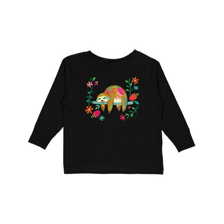 

Inktastic Sloth Cute Girls Flowered Gift Toddler Toddler Girl Long Sleeve T-Shirt