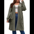 thumbnail image 3 of Cárdigan de Punto Ligero y Suave para Mujer, de Talla Grande, con Mangas Largas, Abierto Al Frente y Bolsillos. Verde 5XL, 3 of 7