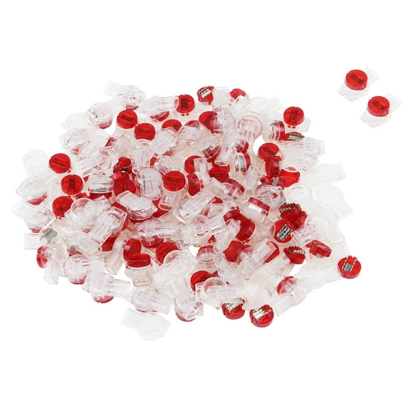 Antrader 100 Pcs Data Phone Wire Butt Splice 3 Ports UR Connectors Red Clear