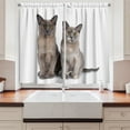 thumbnail image 2 of Ambesonne Kitty Kitchen Curtains, Couple Sitting and Staring, 55"x45", Taupe Grey and White, 2 of 3