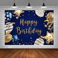 thumbnail image 4 of 7x5ft Happy Birthday Backdrop Navy Blue Background Gold Stars Blue White Stripe Balloons Photography Background Birthday Party Decorations Cake Table, 4 of 4