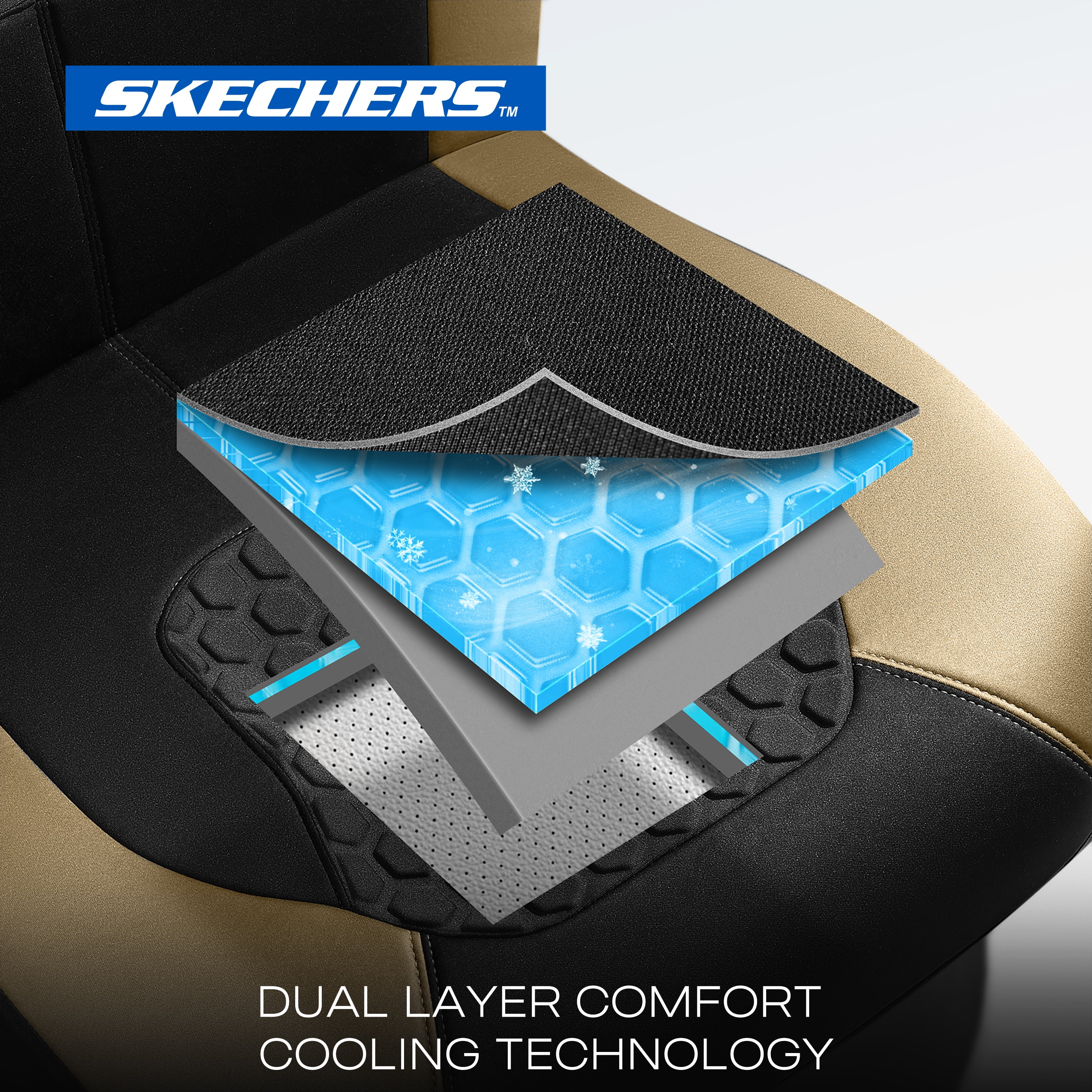Skechers Gel Infused Car Seat Covers-Universal Fit, Beige 24MP13