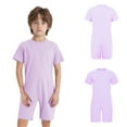 thumbnail image 5 of Moggemol Gymnastics Leotard for Kids Boys Girls Special Needs Adaptive Romper Short Sleeve Dance Lavender 8, 5 of 6