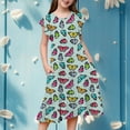 thumbnail image 2 of Robes Décontractées pour Petites Filles, Fête, Manches Volantées, Imprimé Coloré, Robe à Étages, Vêtements pour Enfants à Taille Extensible, Taille 6-7T, 2 of 6