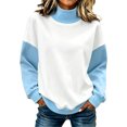 thumbnail image 2 of Sweatshirts for Women Mock Neck Long Sleeve Color Block Casual Pullover Tops, 2 of 8