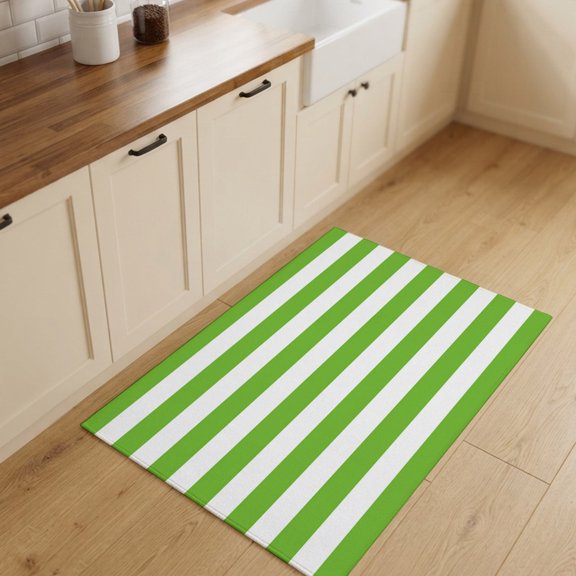 2x3ft Rectangle Rug,Green White Geometric Striped Washable Area Rugs Non-Slip Accent Rug Spring Season Soft Circle Carpet for Living Room Bedroom Home Office Decor