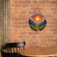 thumbnail image 5 of Rustic Round Wooden Wall Art Sign, 8" Decorative Home Decor, Vintage Sun Landscape Mountains Designs, Easy Hang, Gift-Ready for Christmas Living Room Bedroom Kitchen Office, 5 of 8